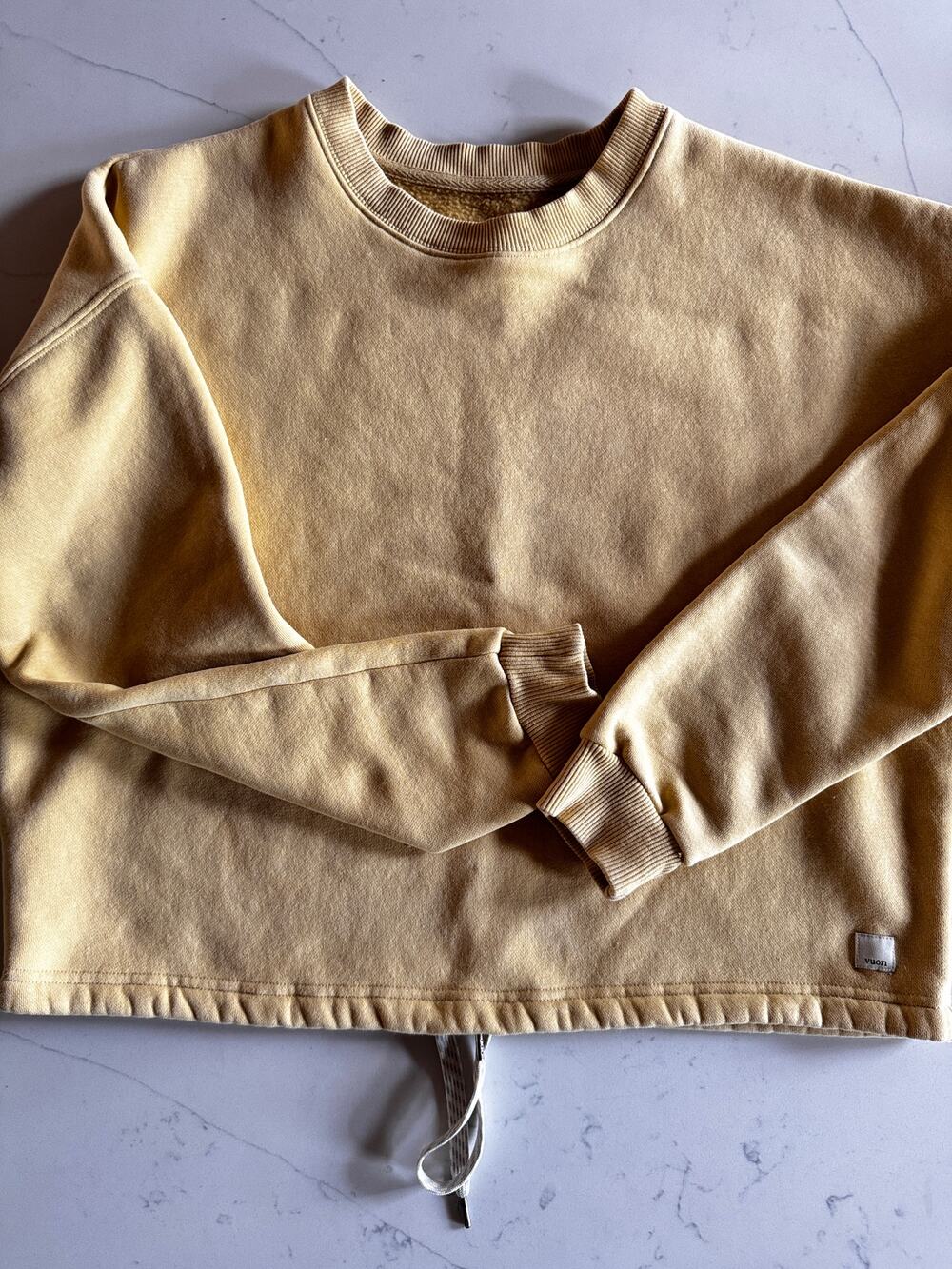 Vuori Restore Crewneck Sweatshirt Yellow Crop Oversized 22" Pit 2 Pit No Tag M S